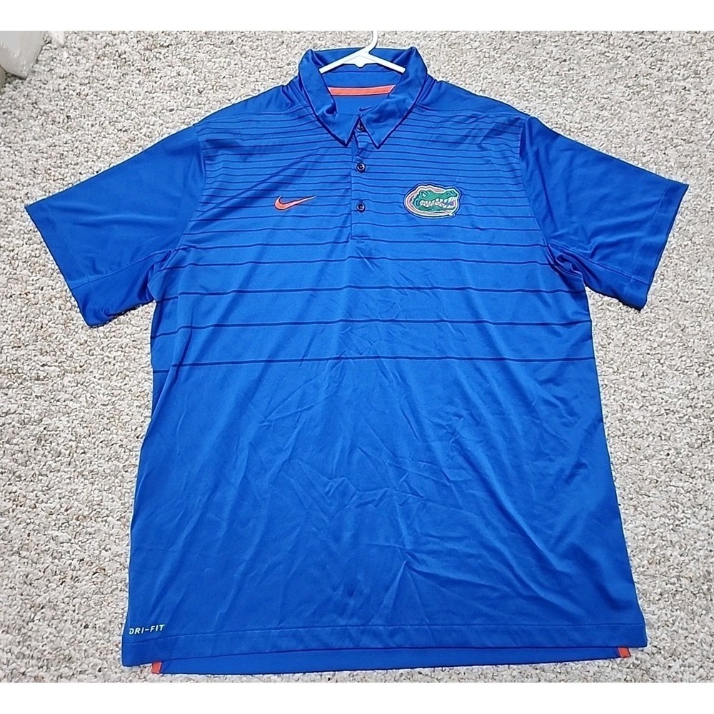 Nike Florida Gators Shirt Mens XL Blue Golf Polo Performance Dri Fit